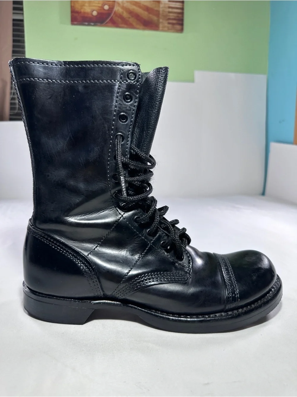 Vintage Corcoran 1500 Historic Jump Boots - Black Leather Military Paratrooper B